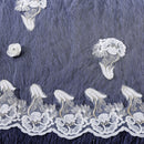 One Layer Floral Appliques Lace Chapel Long Wedding Bride Veil With Comb
