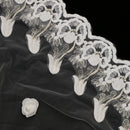 One Layer Floral Appliques Lace Chapel Long Wedding Bride Veil With Comb