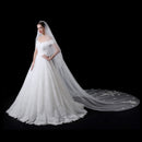 Wedding Veil Floral Appliques Edge Chapel Long Bridal Veils With Comb