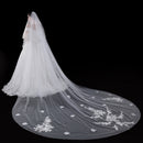 Wedding Veil Floral Appliques Edge Chapel Long Bridal Veils With Comb