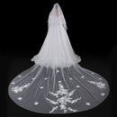 Wedding Veil Floral Appliques Edge Chapel Long Bridal Veils With Comb