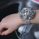 Bridal Rhinestone Wrist Corsage Ribbon Crystal Flowers Wedding Party Festival Decor