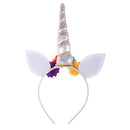 Glitter Girls Unicorn Horn Flower Headband Cosplay Fancy Dress Silver