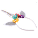 Glitter Girls Unicorn Horn Flower Headband Cosplay Fancy Dress Silver