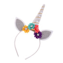Glitter Girls Unicorn Horn Flower Headband Cosplay Fancy Dress Silver