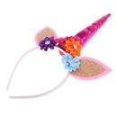 Lovely Girls Glitter Unicorn Horn Flower Headband Party Cosplay Costume