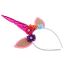 Lovely Girls Glitter Unicorn Horn Flower Headband Party Cosplay Costume