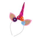 Lovely Girls Glitter Unicorn Horn Flower Headband Party Cosplay Costume