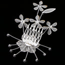 Glitter Crystal Flower Shape Hair Comb Girls Woman Party Prom Hair Accessory