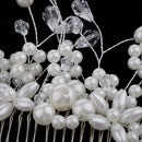 Wedding Bridal Flower Hair Comb Filigree Simulated Pearls Rhinestone Jewelry Silver
