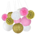 12 Pieces Tissue Paper Flowers Hanging Lanterns Wedding Party Decoration