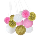 12 Pieces Tissue Paper Flowers Hanging Lanterns Wedding Party Decoration