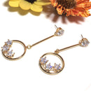 Rose gold Crystal Earrings Round Earrings Jewelry Gift Woman Star Dangle Earrings Stud