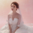 Wedding Bridal Veils Tulle One Layer Flower Edge No Comb 1.5m White