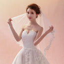 Wedding Bridal Veils Tulle One Layer Flower Edge No Comb 1.5m White
