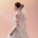 Wedding Bridal Veils Tulle One Layer Flower Edge No Comb 1.5m White