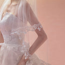 Wedding Bridal Veils Tulle One Layer Flower Edge No Comb 1.5m White