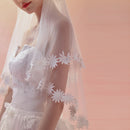 Bridal Wedding Veil One Layer Veil Lace Flower Edge 1.5m Wedding Accessories