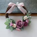 Rattan Artificial Flower Wreath Front Door Wreath Wedding Decor Light Pink