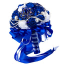 Artificial Rose Crystal Pearls Holding Bouquet Silk Ribbon Wedding Flowers