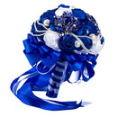 Artificial Rose Crystal Pearls Holding Bouquet Silk Ribbon Wedding Flowers