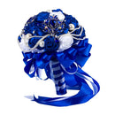 Artificial Rose Crystal Pearls Holding Bouquet Silk Ribbon Wedding Flowers