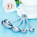 Pack of 4 Romantic Metal Heart Shape Measure Spoon Teaspoon Wedding Favor