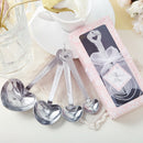 Pack of 4 Romantic Metal Heart Shape Measure Spoon Teaspoon Wedding Favor