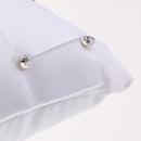 Romantic Grid Wedding Ring Pillow Satin Rhinestone Ring Cushion Bearer White 20x20cm