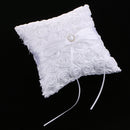 Romantic Rose Wedding Ring Pillow Satin Rhinestone Heart Decor Ring Cushion