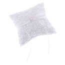 Romantic Rose Wedding Ring Pillow Satin Rhinestone Heart Decor Ring Cushion