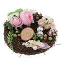 Vintage Bird Nest Shape Wedding Party Ring Bearer Artificial Flower Wedding Ring Holder