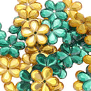 100 Pieces DIY Flower Petal Beads Crafts Wedding Party Jewelry Making Accessories Green & Yellow