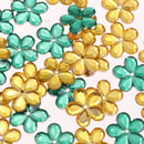 100 Pieces DIY Flower Petal Beads Crafts Wedding Party Jewelry Making Accessories Green & Yellow