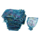 100 Pieces Drawstring Organza Pouch Candy Gifts Jewelry Bag Wedding Party Supplies Navy Blue