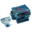 100 Pieces Coralline Candy Gifts Jewelry Bag Drawstring Organza Pouch Wedding Party Supplies Navy Blue