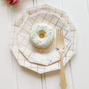 8 Pieces Disposable Foil Gold Grid 18cm Paper Plates