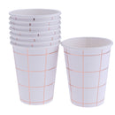8 Pieces Disposable Foil Rose Gold Grid Cups Set 270ml Paper Cups
