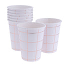 8 Pieces Disposable Foil Rose Gold Grid Cups Set 270ml Paper Cups