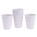 8 Pieces Disposable Foil Rose Gold Grid Cups Set 270ml Paper Cups