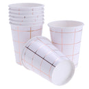 8 Pieces Disposable Foil Rose Gold Grid Cups Set 270ml Paper Cups