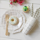 8 Pieces Disposable Foil Silver Grid 18cm Paper Plates