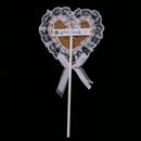 Love Heart Shape Lace Cupcake Picks Toppers for Birthday Wedding Decoration