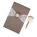 Vintage Jute Covered Lace Bow Guest Book Pen Set Wedding Party Supplier