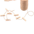 Pack of 100pcs Rustic Wooden Graft Clips Clothespins Paper Peg Pin Hanging Garland with Rope