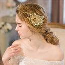 Elegant Pearls Rhinestone Flower Side Hair Clip Wedding Bridal Party Jewelry
