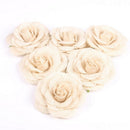 Pack of 6 Burlap Rose Flower with Leaves for DIY Crafts Home Wedding Party Decor
