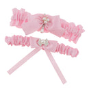 Set of 2pcs Wedding Bridal Garter Satin Garter with Bow Ribbon Party Accessories