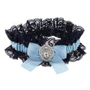 Wedding Rhinestone Elastic Lace Garter Bridal Intimates Belt Leg Ring Blue