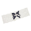 Elegant Lady Girls Lace Sating RIbbon Bow Crystal Garter for Bridal To Be Accessories